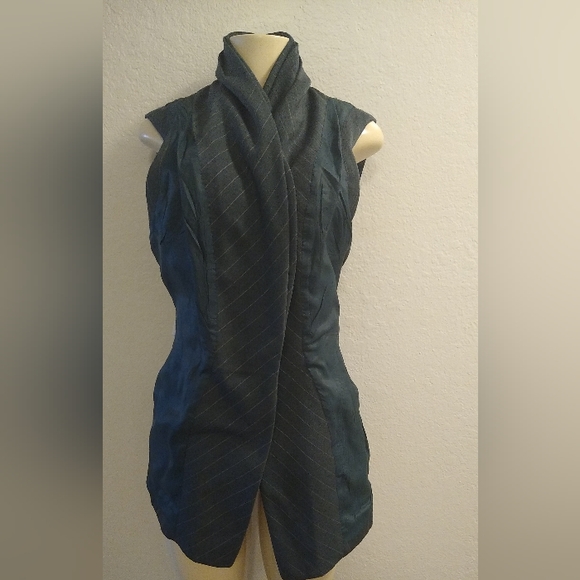 Byron Lars Deep Grayish Olive Green Long Vest 12 - Picture 7 of 16